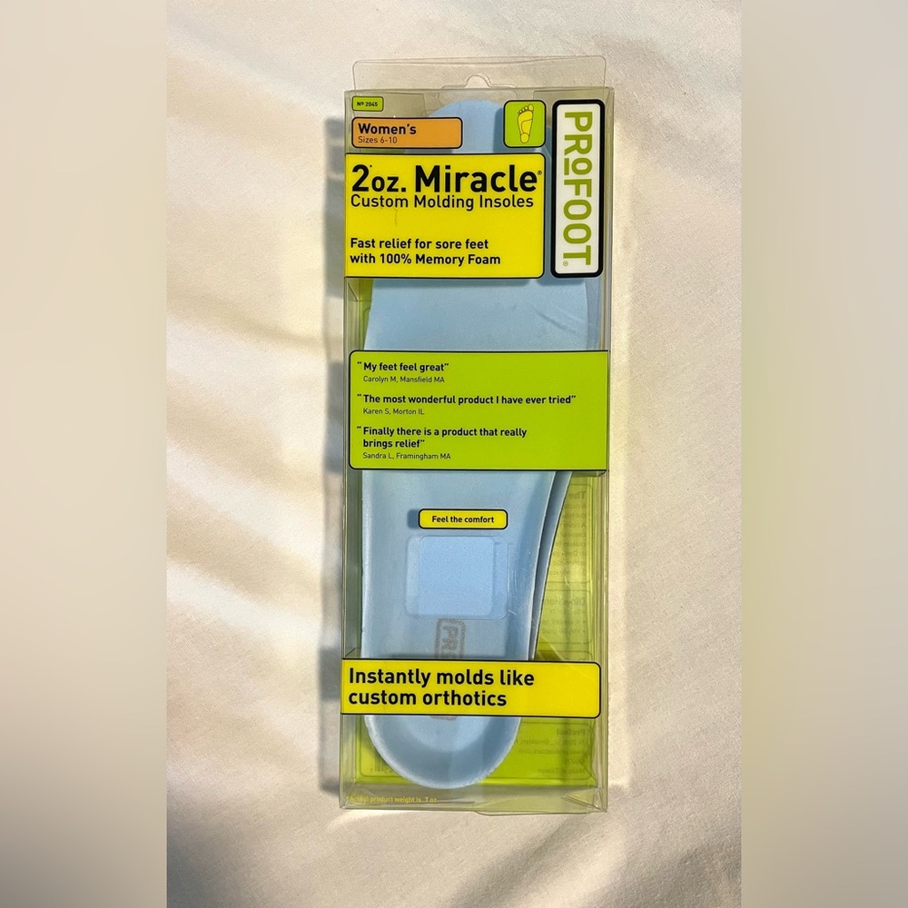 ProFoot 2 OZ Miracle Custom Mold Insoles - Women’s Sizes 6-10 - Sore Feet